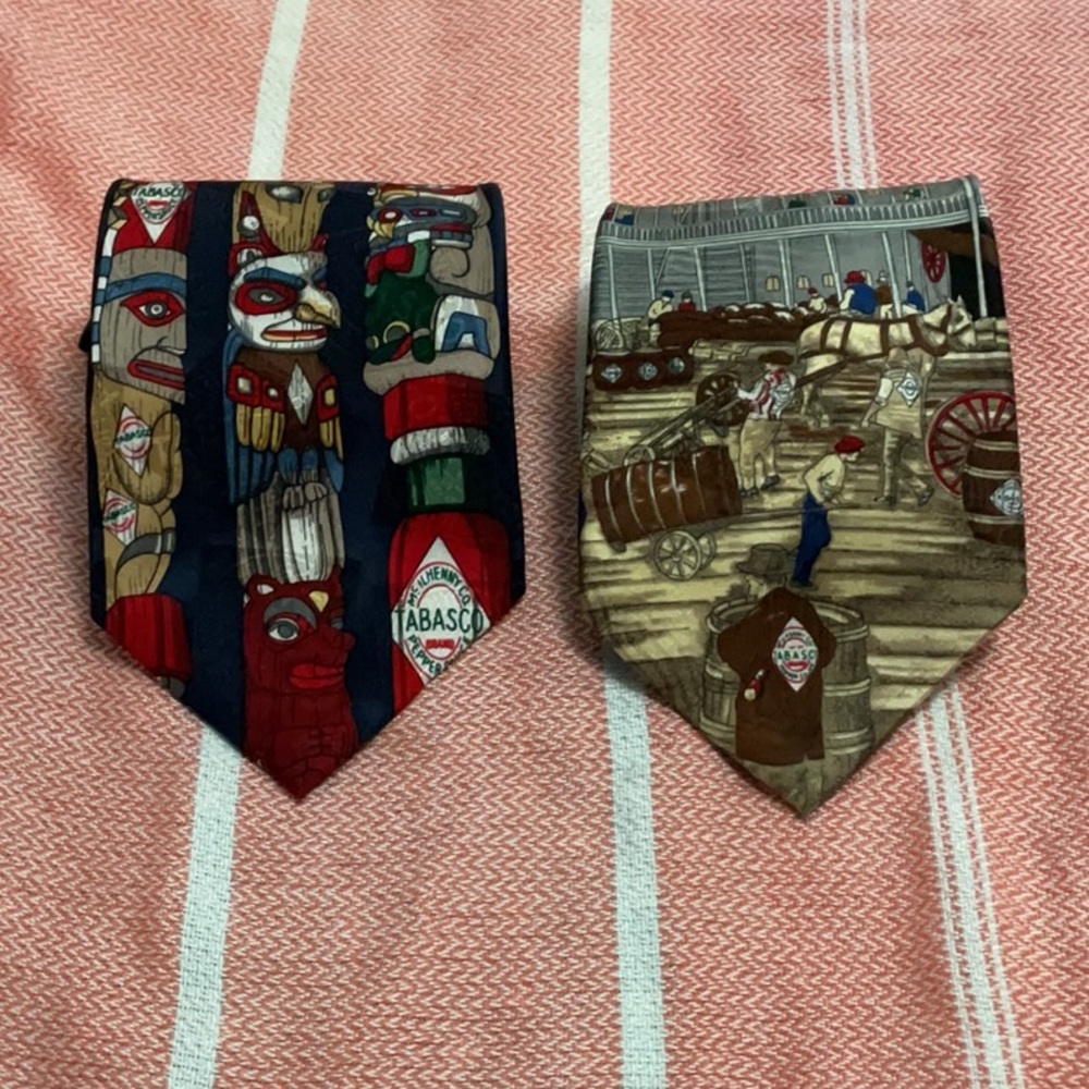 Tabasco Silk Neck Tie lot (2) totem pole, steamboat